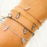 CZ1. Cubic Zirconia Rectangle Shape Dangle Chain